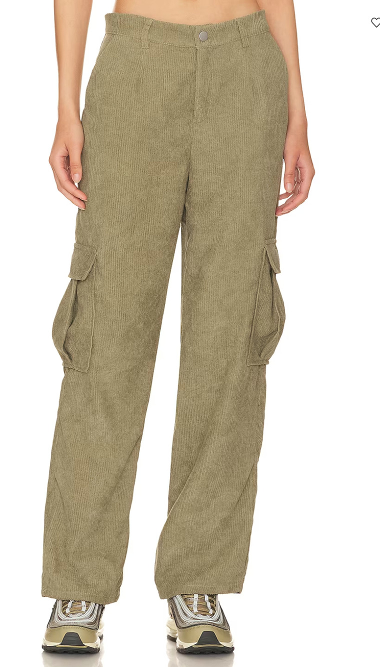 Superdown Olive Green Cargo Pants XS Corduroy Baggy Straight Willow Revolve NEW